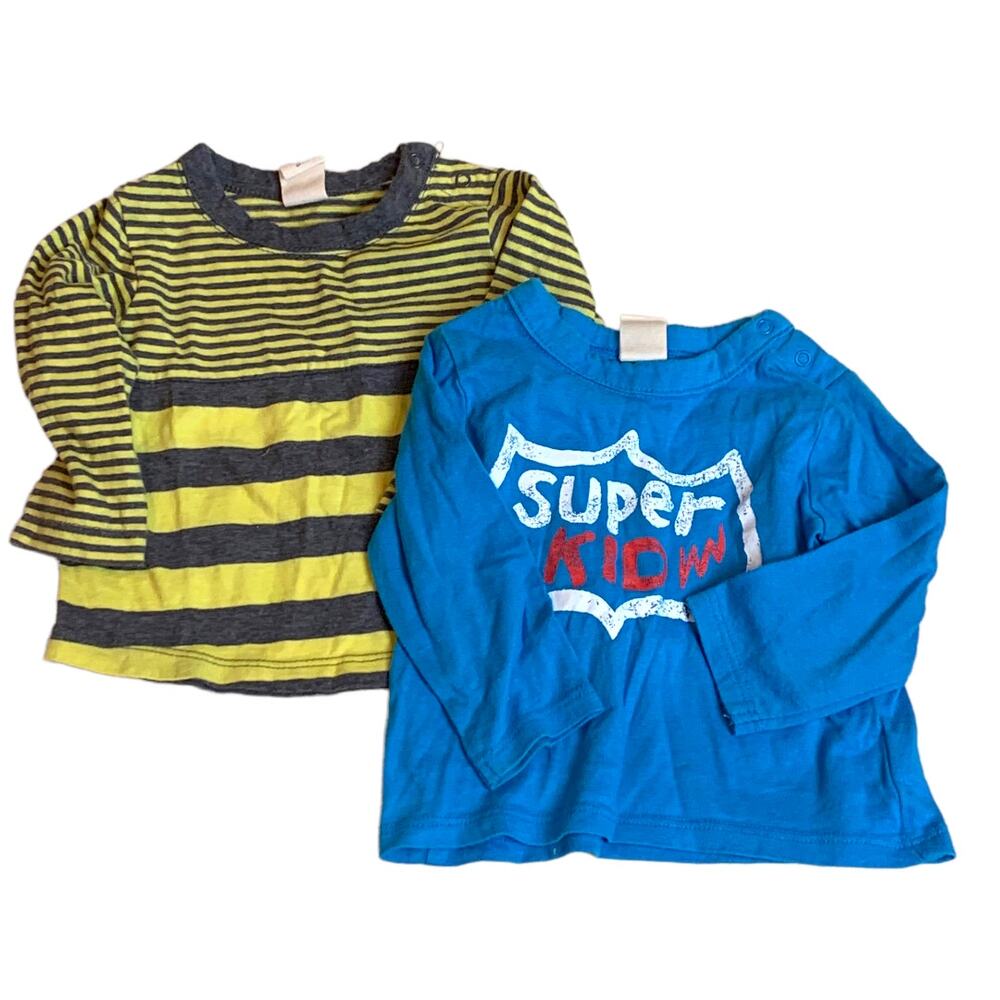 Long Sleeve T Shirt Bundle Graphic Stripe Tee Baby Boy Girl 3 Months 0-3 3-6